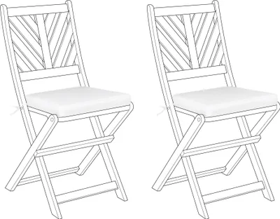 Produktbild von BELIANI Sitzkissen für Gartenstuhl 2er Set Cremeweiß Stoffbezug mit Reißverschluss Bindebändern 34x37 cm Modern Outdoor Ausstattung Stuhlkissen