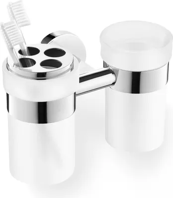 Produktbild von ZACK Edelstahl 2er Zahnputzbecher-Set SCALA Zahnputzglas-Set wandmontage 40099