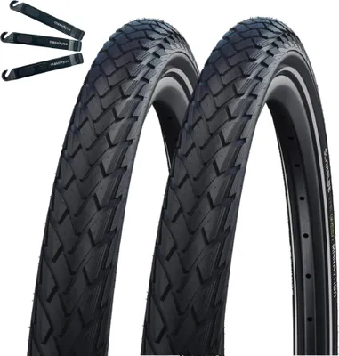 Produktbild von 2 x Schwalbe Marathon Green Guard Fahrradreifen Eco Schwarz/Reflex 28-622 (28 x 1,10) inkl. maxxi4you Reifenheber