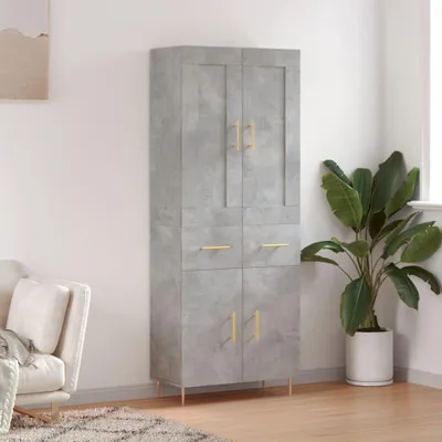 Imagen del producto de vidaXL Mueble alto, color gris hormigón, 69,5 x 34 x 180 cm, fabricado en material de madera