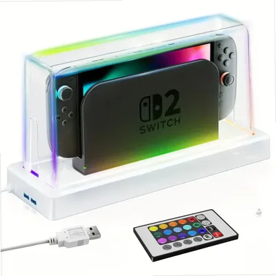 Produktbild von Schutzhülle Acryl Case mit LED Beleuchtung kompatibel mit Nintendo Switch 2 Modell Transparente Staubschutzhülle, Staubschutz und Zubehör