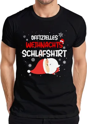 Produktbild von Offizielles Weihnachts-Schlafshirt Weihnachtsmann Santa - Weihnachten Xmas Christmas Herren T-Shirt, Schwarz, S
