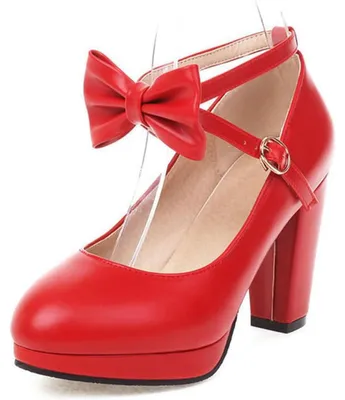 Produktbild von Elzusha – Mary Jane Pumps für Damen mit Plateausohle, Blockabsatz und Schleife, bequeme Brautschuhe