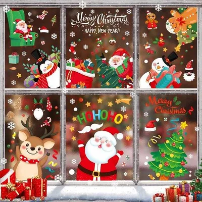 Produktbild von Kerstmann- und Rentier-Stickers, 116 Stück Selbstklebende Winterdekorationen, DIY-Keramik-Stickers
