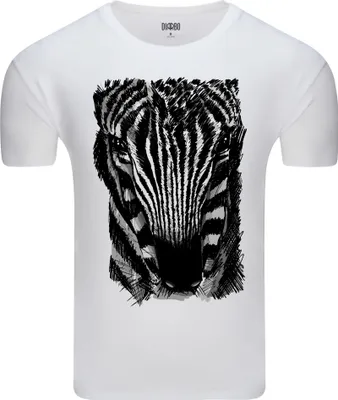 Produktbild von Diarbo Herren T-Shirt mit Tierliebhaber Druck Zebra-Skizze Weiß Gr.XXL