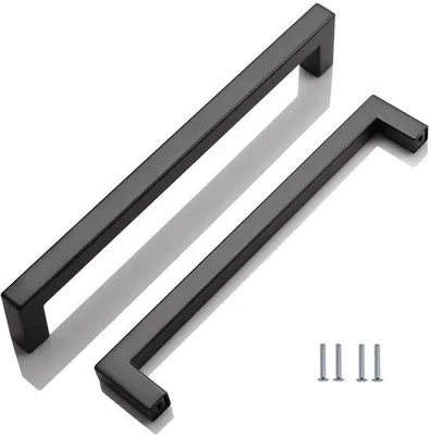 Image de Poignées en acier inoxydable noir, 256 mm, lot de 2