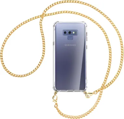 Produktbild von Handykette Backcover-Schutzhülle mit Band (Metall goldfarben) für Samsung Galaxy Note 9 - goldfarbene Kette