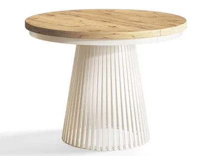 Produktbild von Runder Esstisch Ausziehbar - Wohnzimmertisch und Küchentisch - Tisch mit Stabile Metallbeine - Durchmesser 100 cm - Artisan - Kollektion Nero