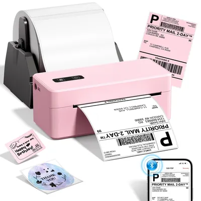 Productafbeelding van Labelprinter met Bluetooth, 4 x 6 Verzendlabelprinter, Thermische Printer, Roze