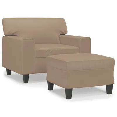 Immagine prodotto di vidaXL Poltrona con sgabello cappuccino-marrone 60 cm in Pelle finta