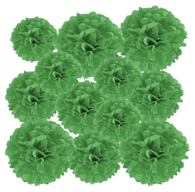 Papierblumenbälle 12er-Pack, 10/15/20 cm, Grün für Dekoration