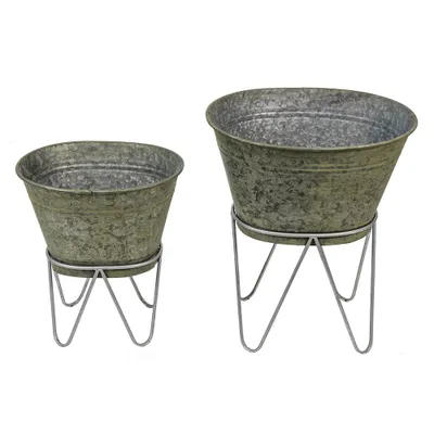 Produktbild von Clayre & Eef Pflanzenhalter set 2 Grau Metall