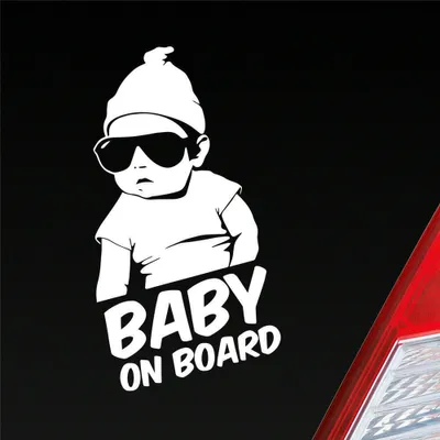 Produktbild von Auto Aufkleber Baby an Board Baby an Bord 19x10 cm Weiss Glanz Sticker Heckscheibenaufkleber