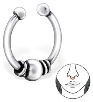 Produktbild von Fake Nasenring Klemmring Septum Piercing aus 925 Silber