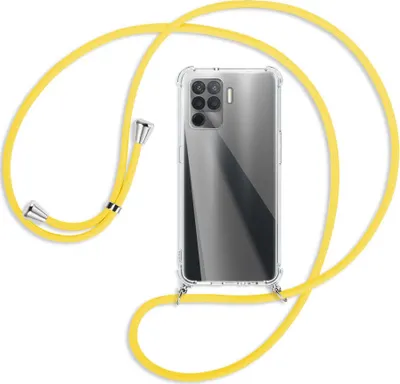 Produktbild von Handykette Backcover-Schutzhülle mit Band (Metall silberfarben) für Oppo Reno5 Lite (CPH2205, 6.43'') - gelb