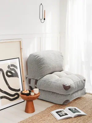 Produktbild von Hanah Home, Fold Teddy - Grey, 1-Sitzer-Schlafsofa, 100 % POLYESTER, Grau, 80 x 60 x 70 cm