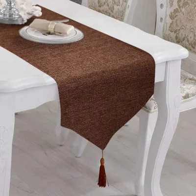 Produktbild von 32x180cm,Tischläufer mit Quasten, fleckenabweisend, waschbar, rustikaler Landhausstil,Tischdekoration für Küche,Mittelstück,Sideboard,Geburtstag,Party