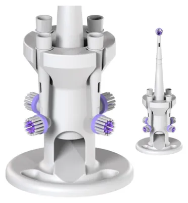 Productafbeelding van Elektrische tandenborstelhouder met droogsysteem, compatibel met Oral-B, geschikt voor 1 elektrische tandenborstel en 4 borstels, wit