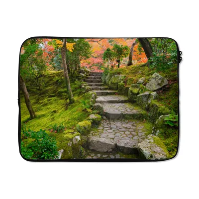 Produktbild von MuchoWow® Laptop Hülle 17 Zoll Laptoptasche Natur - Steine - Kröte - Moos - Japanisch - Zipper - Schutzabdeckung