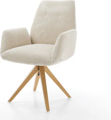 Produktbild von DELIFE Esszimmerstuhl Zoa-Flex Cord Beige Holzgestell kantig Natur Taschenfederkern