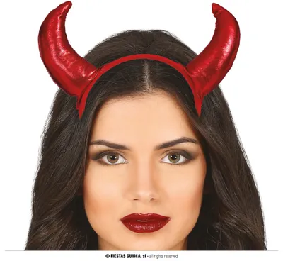 Imagen del producto de Accesorios para el cabello de Halloween con temática demoníaca, tipo diadema, con motivos de diablo, ideales para disfraces de carnaval, fiestas y eventos. Color:
