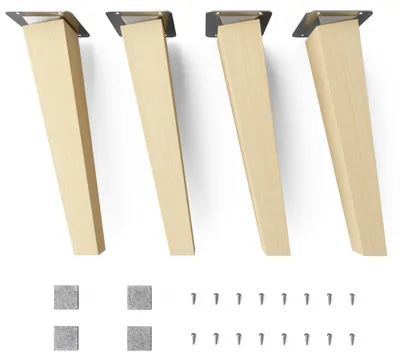 Produktbild von 4x sossai Holzfüße eckig - schräge Ausführung 25cm Buche Naturbelassen