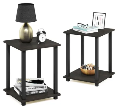 Image de Ensemble de 2 petites tables d'appoint avec étagère
