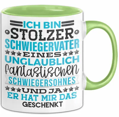Produktbild von Schwiegervater Geschenk Von Schwiegersohn Geschenkidee Tasse Spruch Becher (Grün)