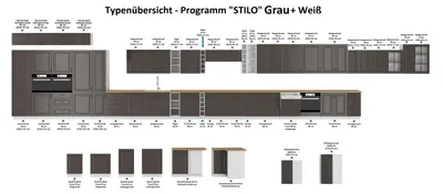 Produktbild von Landhaus Küche Stilo Grau 230 + 120 cm Küchenzeile Küchenblock Einbauküche