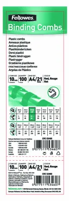 Produktbild von Fellowes 5346004, Rot, 55 Blätter, Kunststoff, 100 Stück(e)