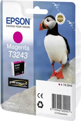 Zdjęcie produktu dla Epson T3243 Magenta, Purpurowy, Tusz na bazie pigmentu, 14 ml, 1 szt., 980 stron(y)
