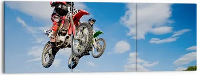 Produktbild von Bild auf Leinwand - Leinwandbild - Motorrad Reiter Himmel - 150x50cm - Wand Bild - Wanddeko - Leinwanddruck - Bilder - Kunstdruck - Wanddekoration - Leinwand bilder - Wandkunst - CA150x50-0126