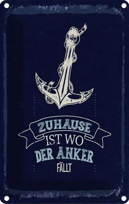 Produktbild von vianmo Blechschild 18x12 cm Zuhause ist wo der Anker fällt Spruch Zitat