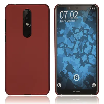 Produktbild von PhoneNatic Case kompatibel mit  Nokia 5.1 Plus - Hülle rot gummiert Hard-case Cover