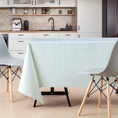 Produktbild von Wasserabweisendes Tafelzeil turquoise Entenfarbe mit Retro-Blumenmuster, 200x140cm, PVC, rechteckig, leicht zu reinigen, Landhausstil, Vinyl
