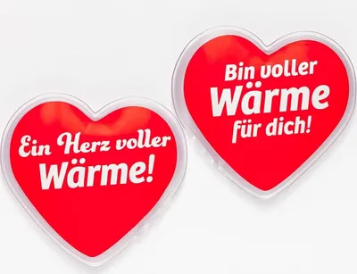 Produktbild von Home-Flair hochwertige Handwärmer I Wiederverwendbare Taschenwärmer I schöne Muster I Verschiedene Designs (2er Set Herzen mit Schrift)