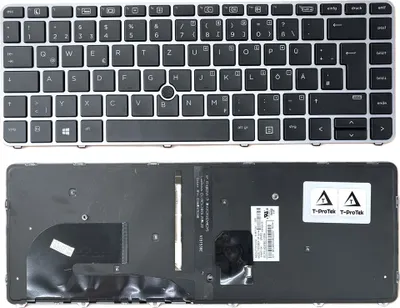 Produktbild von Tastatur - Farbe: Schwarz - mit Silber Rahmen - mit Mausstick - mit Beleuchtung Deutsches Tastaturlayout kompatibel für HP P/N: 836308-041