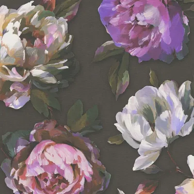 Produktbild von Vliestapete Blumentapete Schwarz Lila Naturoptik 396091 Mustertapete Pintwalls II
