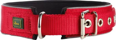 Obrázek produktu pro Obojek pro psy HUNTER NEOPREN REFLECT, barva: červená/černá, měkké polstrování, reflexní, extra široký pro optimální pohodlí při nošení, ideální pro procházky za šera, velikost: M (50)