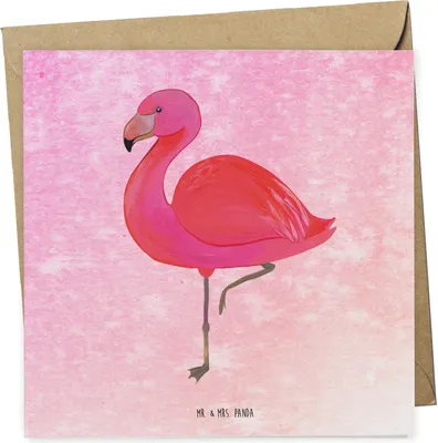 Produktbild von Mr. & Mrs. Panda doppelkarte Flamingo Classic - Aquarell Pink - Geschenk, Spruch, Rosa, Ich, faltkarte, Prächtig, glücklich, Klappkarte, Tochter, Glückwunschkarte