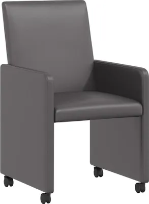 Image de vidaXL : 2 chaises de salle à manger avec roulettes, revêtues en similicuir, couleur grise
