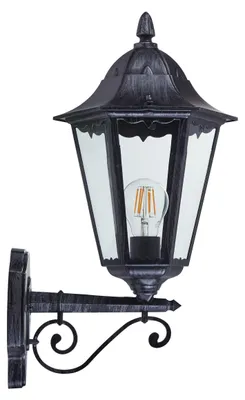 Obrázok produktu pre EGLO NAVEDO, Vonkajšie nástenné osvetlenie, Čierna, Strieborná, Hliník, Sklo, IP44, Vchod, Záhrada, Patio, Priehľadná