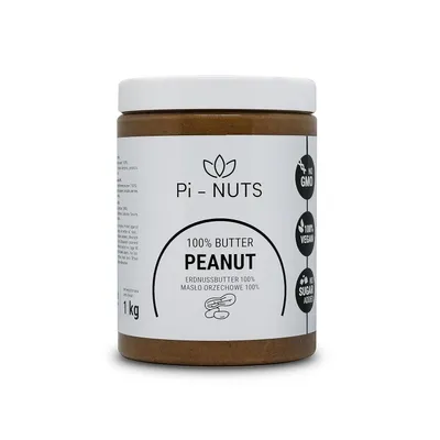 Produktbild von Pi-nuts Erdnussbutter 100% - ohne Zusatzstoffe, Konservierungsmittel - ‎Erdnussmousse aus gerösteten und geschälten Erdnüssen - Zum Backen 1 kg