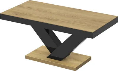 Produktbild von Design Couchtisch HV-888 Eiche Natur - Schwarz Hochglanz Highgloss