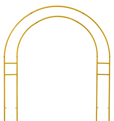 Produktbild von Runder Hochzeitsbogen - Hintergrund Ständer - Doppelte Stahlrohre - 150x60x220 cm - Tragkraft 10 kg - Windstabile Bodenplatte - Gold