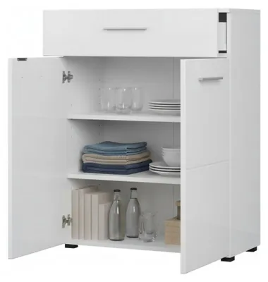 Produktbild von Verduno - Sideboard, 79x35x98h cm Weiß, 2 Einlegeböden