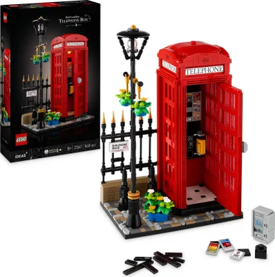 Produktbild von LEGO Ideas Rote Londoner Telefonzelle, Modellbausatz für Erwachsene, kreative Aktivität mit Handyhalterung, Schreibtischdeko, Geschenke für Männer, Frauen, ihn oder sie 21347