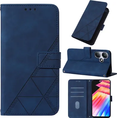 Produktbild von Hülle für Infinix Hot 30 Play NFC Prägung Flip Leder Kartenfächer Schutzhülle mit Ständer Blau