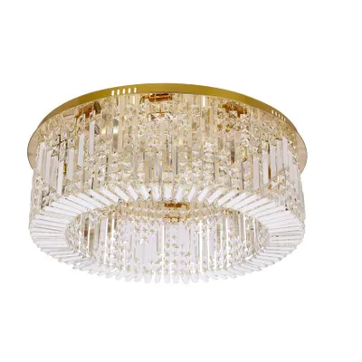 Image de Plafonnier Maranga doré et transparent, 10 x E14 x 10 W, cristal, dimensions : 28 x 78 x 85 cm, IP20, Candellux
