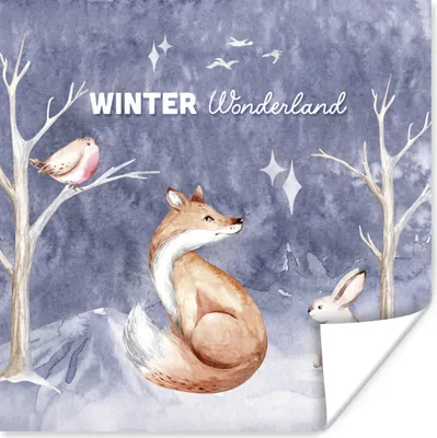 Produktbild von MuchoWow® Poster Winter - Schnee - Fuchs 100x100 cm - Babyzimmer
